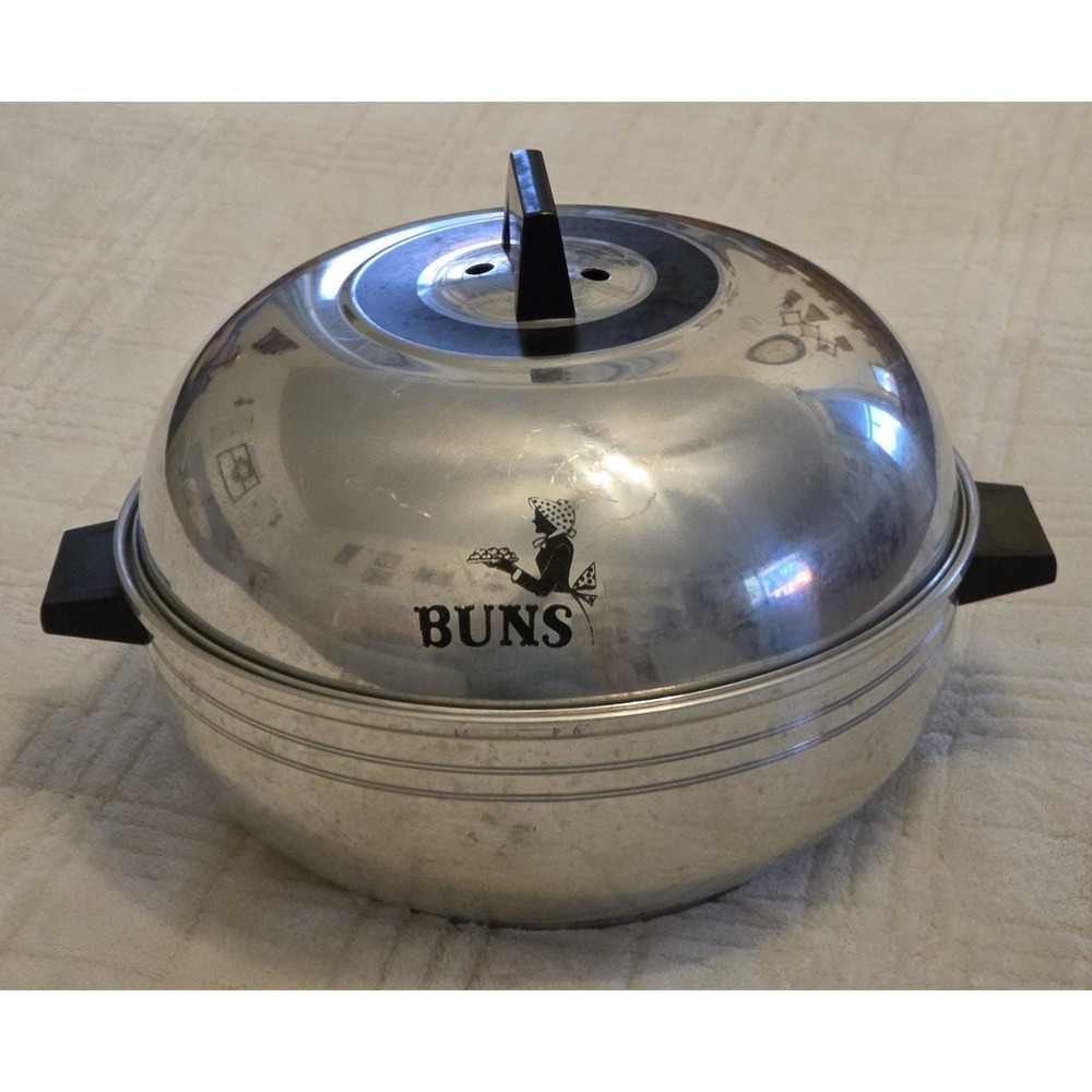 Vintage West Bend Serving Buns/Rolls Warmer Aluminum Mid-Century Modern 3 pc